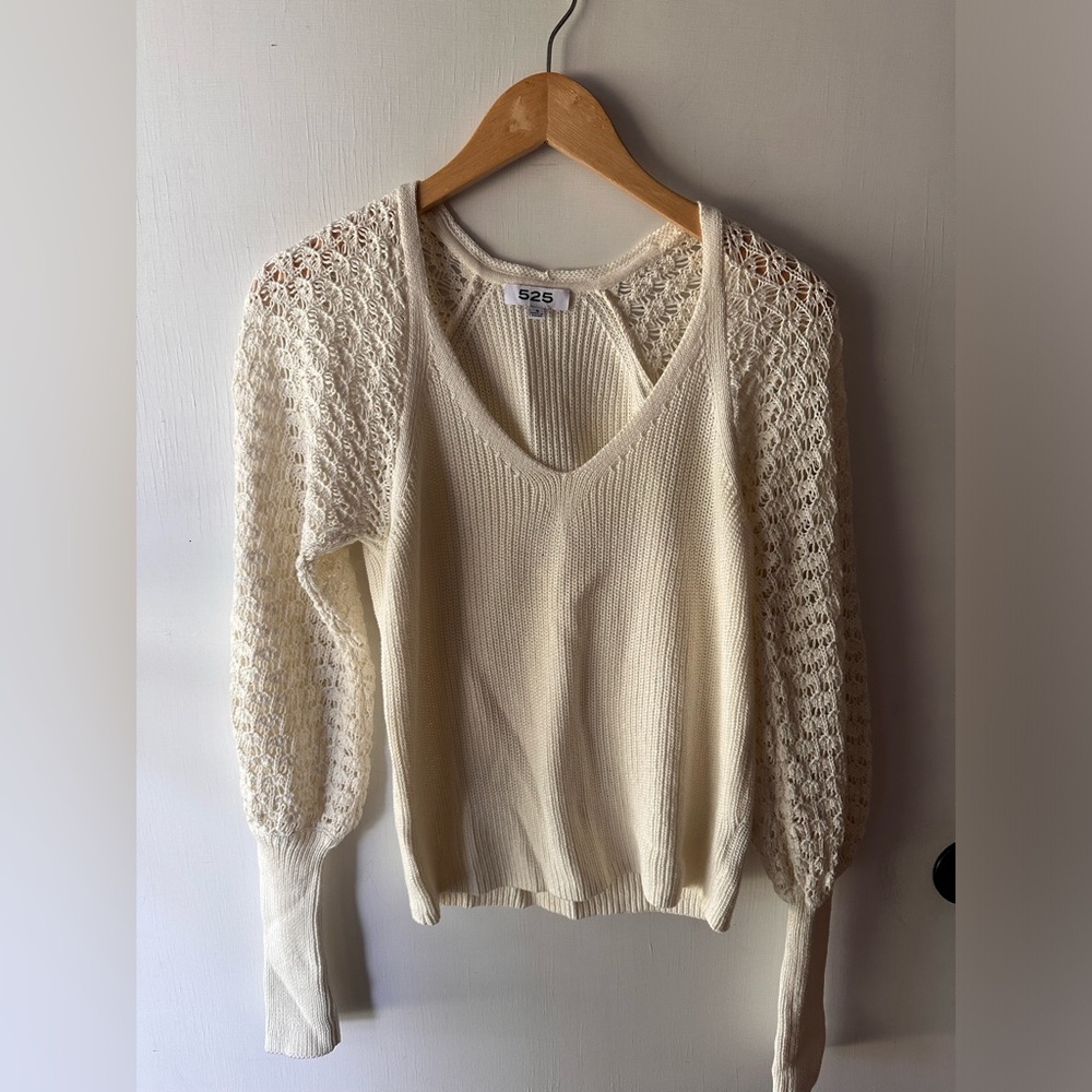 525 Cream Crochet Sweater